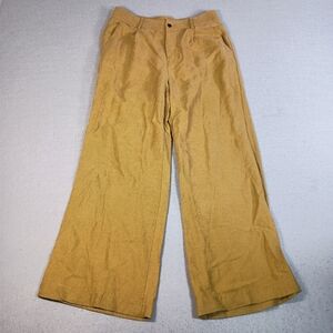 Ulla Johnson Women's Size 6 (31x29) Yellow Linen Blend Wide Leg Button Fly Pants